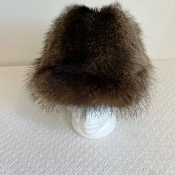 Vintage 80s Stella Creations Real Mink Fur Lined Women’s Hat Winter Warm Natural - Picture 5 of 11